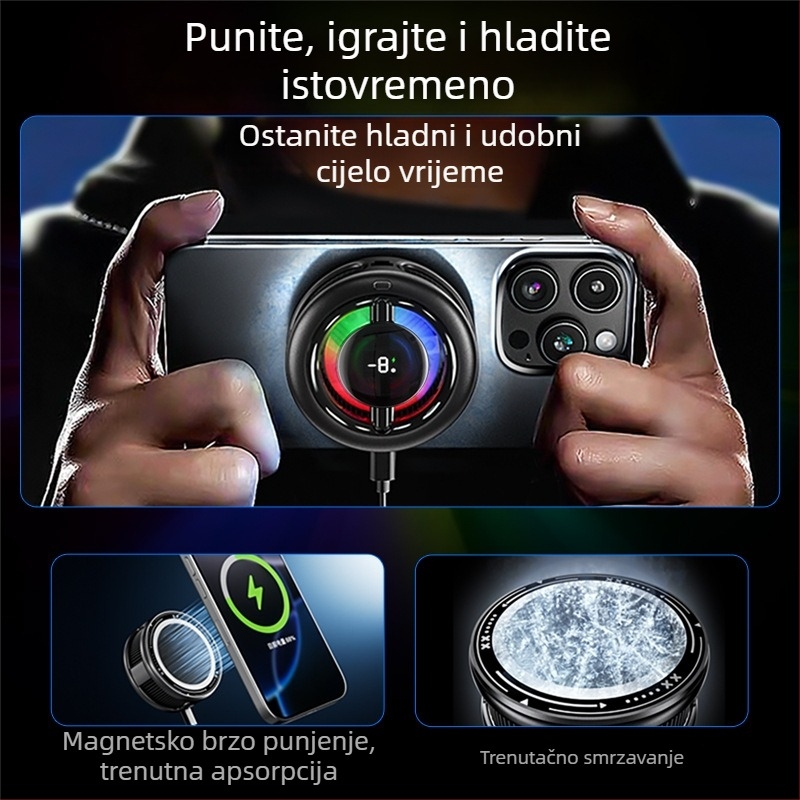 Chladič za telefon s magnetskim stražnjim klipom i poluvodičkim hlađenjem — 10W, ABS+Metal, CX19 model, za igre