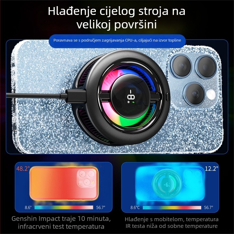 Chladič za telefon s magnetskim stražnjim klipom i poluvodičkim hlađenjem — 10W, ABS+Metal, CX19 model, za igre