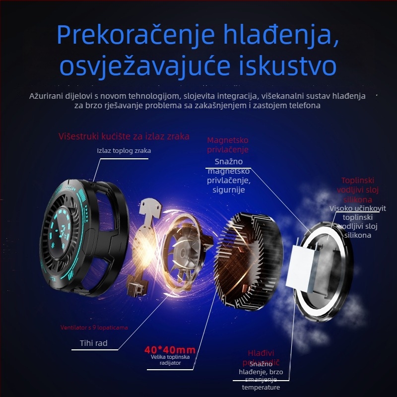 Poluvodički hladnjak s velikim digitalnim zaslonom, magnetskim pričvršćivanjem i klips-dizajnom – Model F29, 10W, ABS+ aluminijska legura, Type-C sučelje