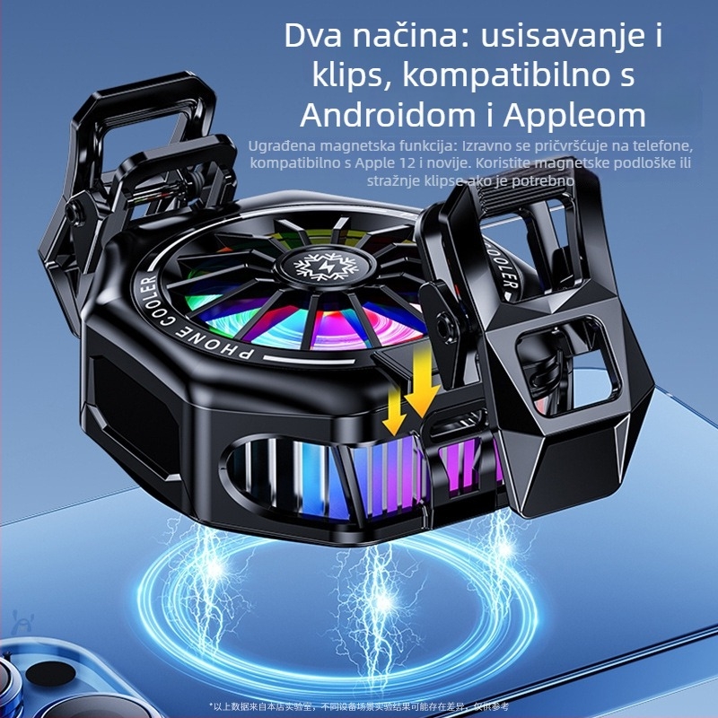 Ploča za hlađenje mobitela s USB sučeljem, kompatibilna s telefonima od 4.7 do 7.5 inča, materijal ABS + ice porcelain + aluminijski spoj, punjenje dok igrate