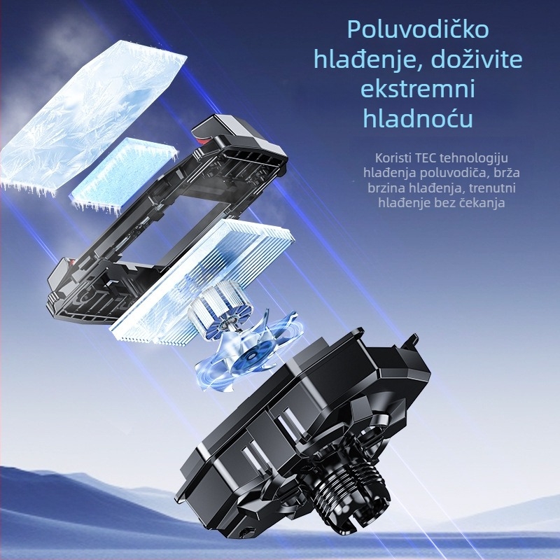 X107 hladnjak za mobitel s bočnim klipom, poluvodičko hlađenje i digitalni zaslon, 10 W, Type-C, aluminijska legura + ABS