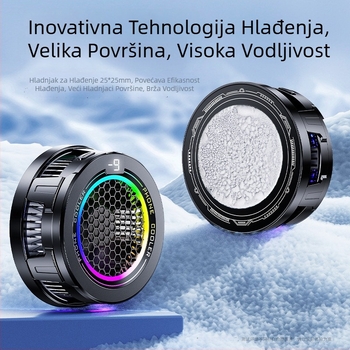 Hladić za telefon X108 s LED efektima, trostupanjska regulacija, Type-C sučelje, ABS aluminijska smjesa + silikon, 15W