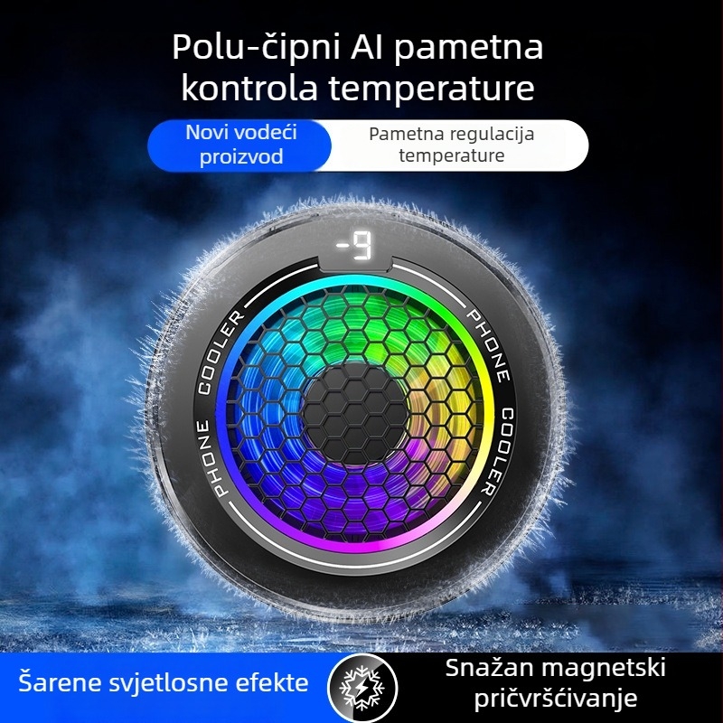 Hladić za telefon X108 s LED efektima, trostupanjska regulacija, Type-C sučelje, ABS aluminijska smjesa + silikon, 15W