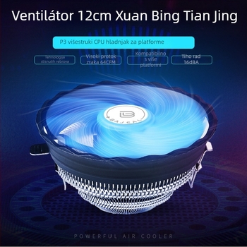 Bakreni CPU hladnjak za desktop računala, ventilator s 4 toplovodnim cijevima, 1200 RPM, 20 dB, uljni ležaj, ultra tiho, kompatibilan s Intel i AMD