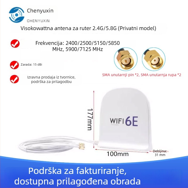 Chenyuxin dvopojasna omnidirektivna stolna antena za WIFI6E AX200 uređaje, pojačivač signala