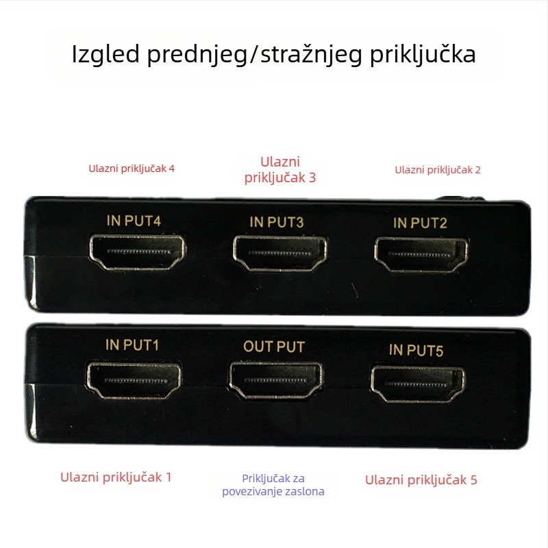 HDMI prekidač 5x1, 4K 30 Hz, s daljinskim upravljačem