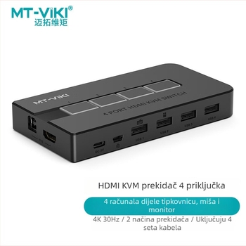 KVM prekidač MT-KH4, 4-port HDMI, 4K@30Hz, povratna kompatibilnost