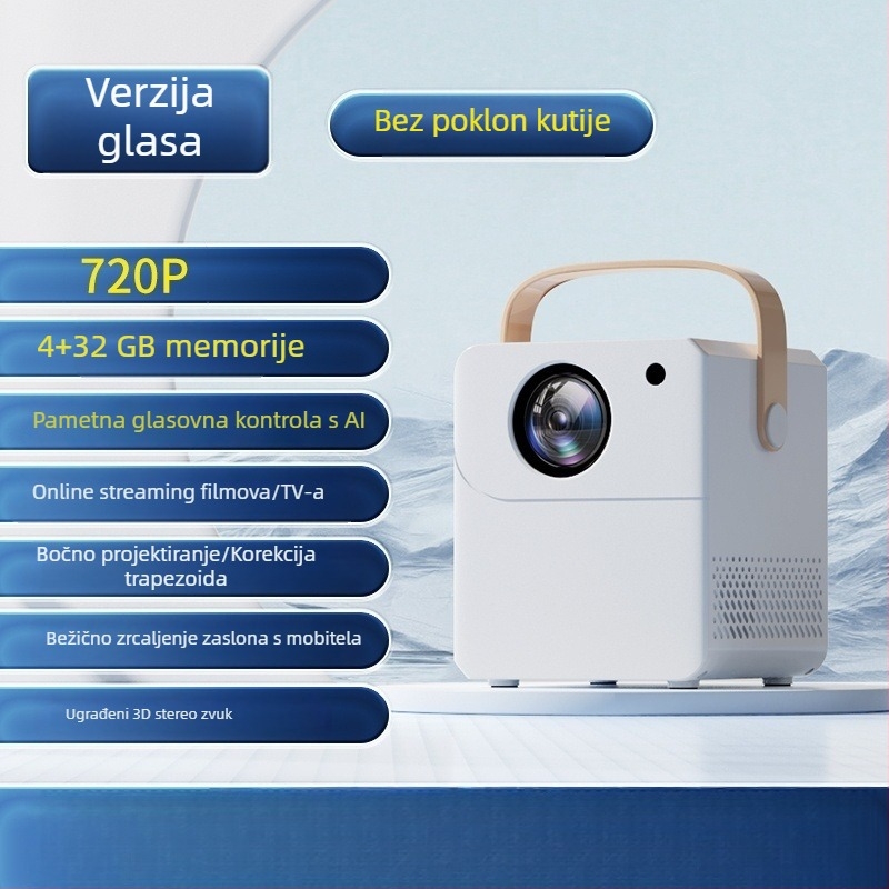 Pametni kućni projektor za dom, Ultra HD kućno kino, projekcija na zid s Wi‑Fi, zaštita vida