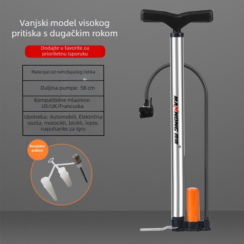 MN-098 Ručna pumpa od nehrđajućeg čelika, visokotlačna pumpa za bicikle i male automobile