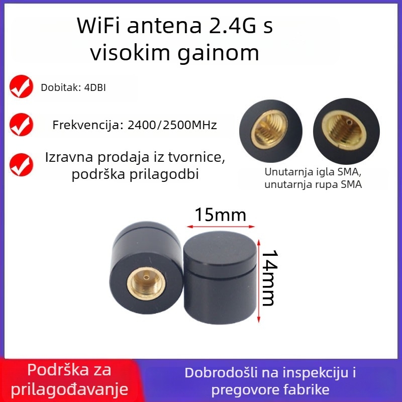 Vanjska gumena antena 2,4 GHz za pametan dom, tipka antena, Bluetooth/Wi‑Fi usmjerivač i mrežna kartica