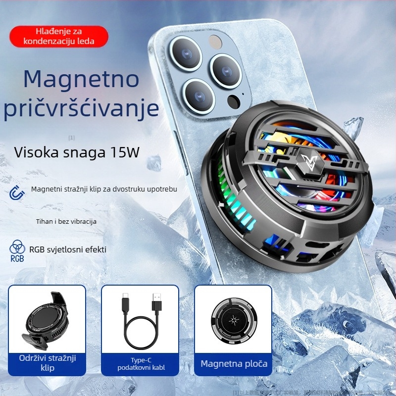 Magnetni stražnji klip za mobitel – hladnjak, model F27, 15W, Type-C, ABS