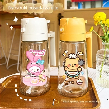 Staklena bočica za ulje s PP konstrukcijom, dvostruka primjena, pritisnite za raspršivanje, prehrambena kvaliteta