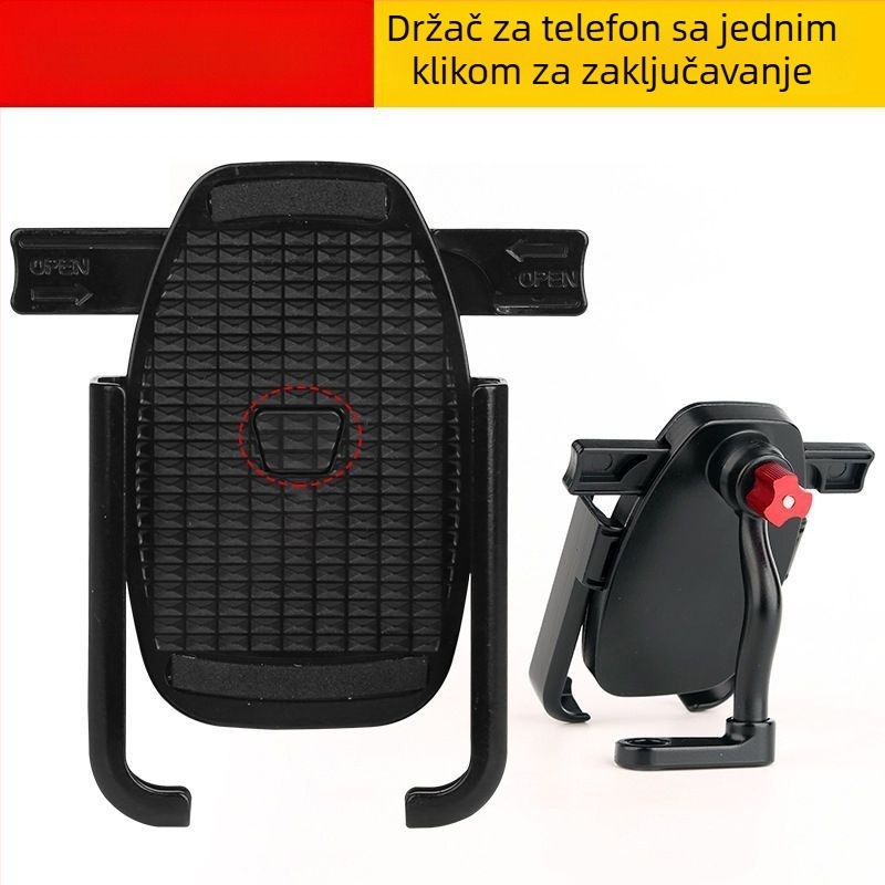 Držač za mobitel za bicikl, motocikl i električno vozilo – aluminijska legura, zaključavanje jednim klikom, prilagodljivo obrađivanje