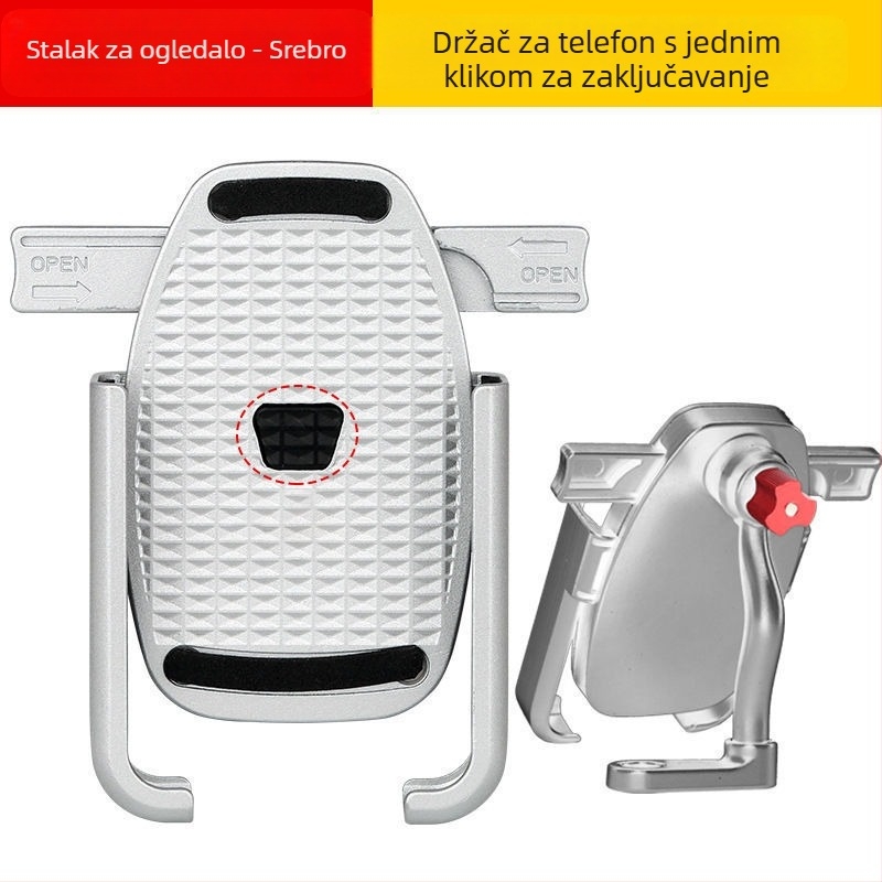 Držač za mobitel za bicikl, motocikl i električno vozilo – aluminijska legura, zaključavanje jednim klikom, prilagodljivo obrađivanje