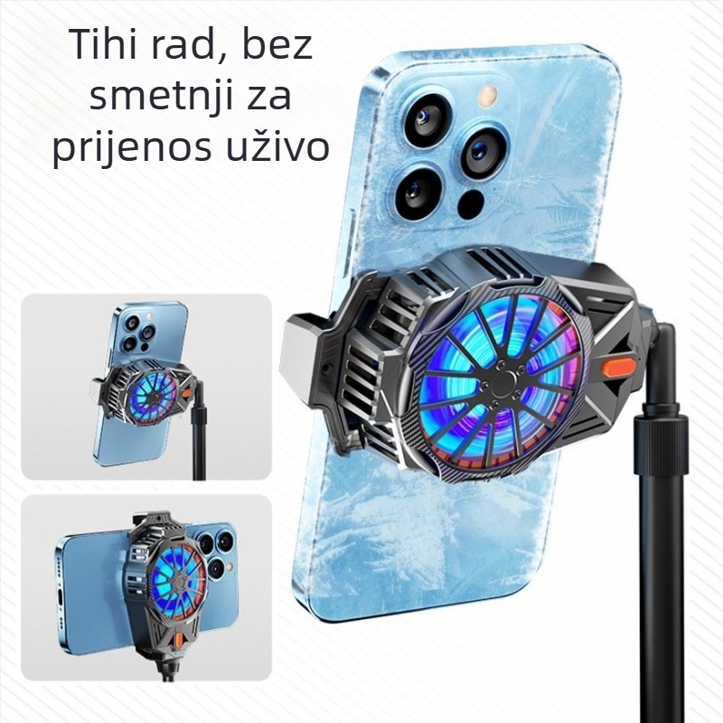 Feilibake X57 hladnjak za telefon — Type-C priključak, 45 mm ventilator, materijal ABS + aluminijska legura, kompatibilan s iPhone i Android, 3-stupanjska regulacija temperature