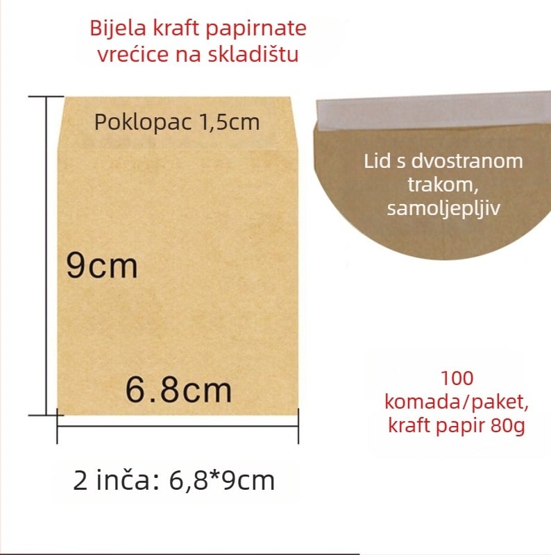 Papirnata vrećica za uzorke, stil kineskog koverti, model No.5/DL, tiskano logo, prilagodljiva obrada