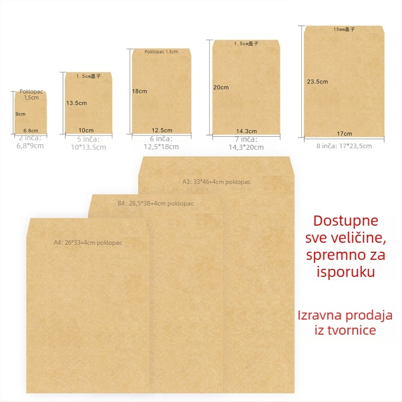 Papirnata vrećica za uzorke, stil kineskog koverti, model No.5/DL, tiskano logo, prilagodljiva obrada