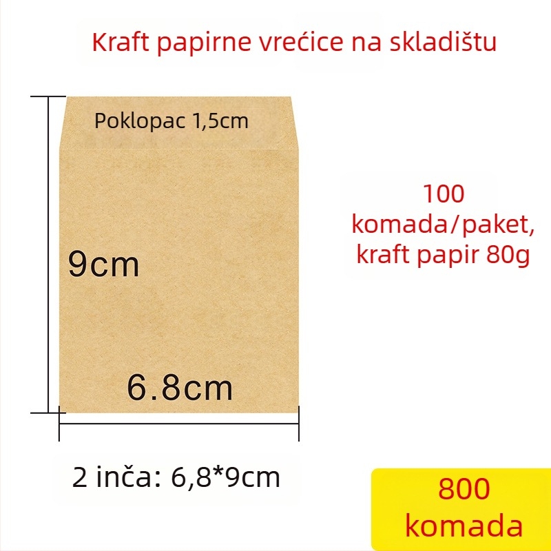 Papirnata vrećica za uzorke, stil kineskog koverti, model No.5/DL, tiskano logo, prilagodljiva obrada