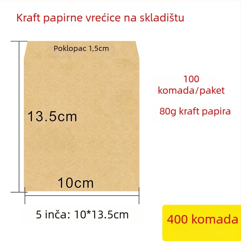 Papirnata vrećica za uzorke, stil kineskog koverti, model No.5/DL, tiskano logo, prilagodljiva obrada