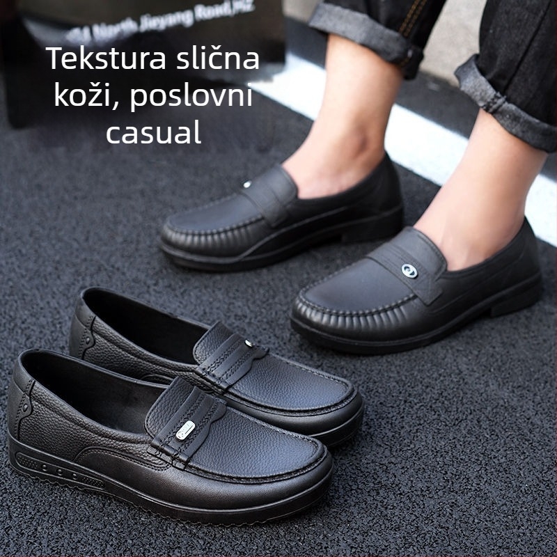 Muške kratke vodootporne čizme za kišu s PVC gornjim dijelom, plastičnim potplatom, niskim šalom, bez vezivanja, protuklizne i otporne na habanje, za kuhinjske poslove