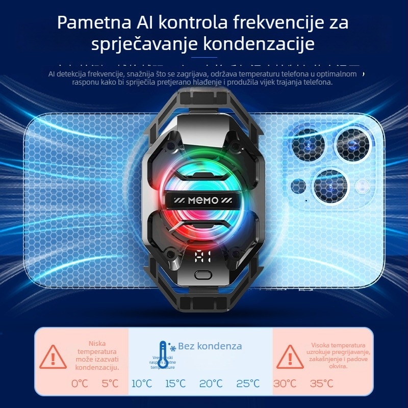 DL20 Pametni hladnjak za telefon s AI regulacijom i digitalnim zaslonom, 20W, Type-C