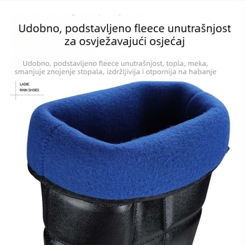 Wanmao unisex PVC čizme za kišu s teksturom kože, vodootporne, protuklizna gumena potplat, topla podstava, model Wm-108