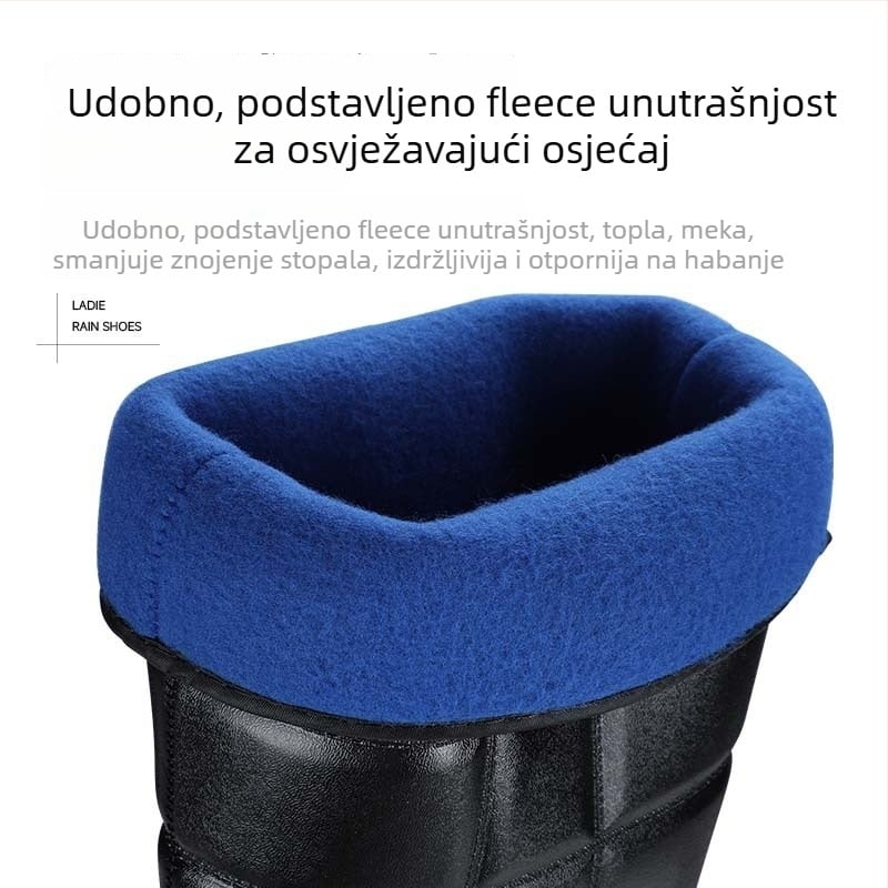 Wanmao unisex PVC čizme za kišu s teksturom kože, vodootporne, protuklizna gumena potplat, topla podstava, model Wm-108