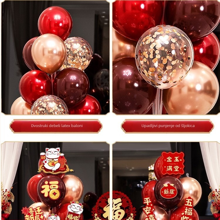 Balon dekoracije za novi dom, postavljanje scene za dnevni boravak i rekviziti za useljenje