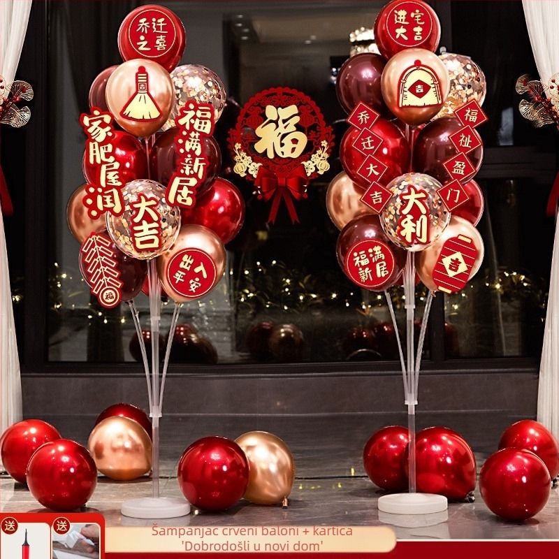 Balon dekoracije za novi dom, postavljanje scene za dnevni boravak i rekviziti za useljenje