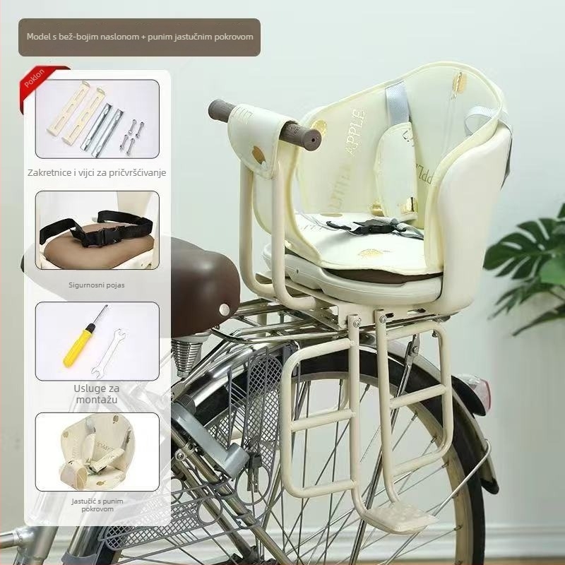 Sjedalo za bebu na biciklu, stražnje montiranje, model 239, materijal plast/metal, za običan bicikl