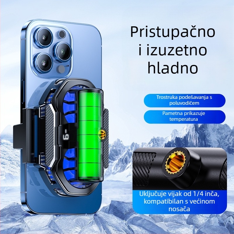 FS16 hlađenje za telefon s dva ventilatora za prijenos uživo, tiho punjenje, ugrađena baterija 18650, USB-C priključak, ABS + aluminijska legura, 225 g
