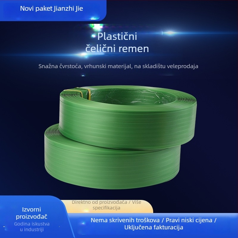 Plastično-čelični pojas za pakiranje – Tkanani vezni pojas s ručnim toplim spojem, 0,8 mm, nosivost 480 kg, težina 10 kg, 1608 PET