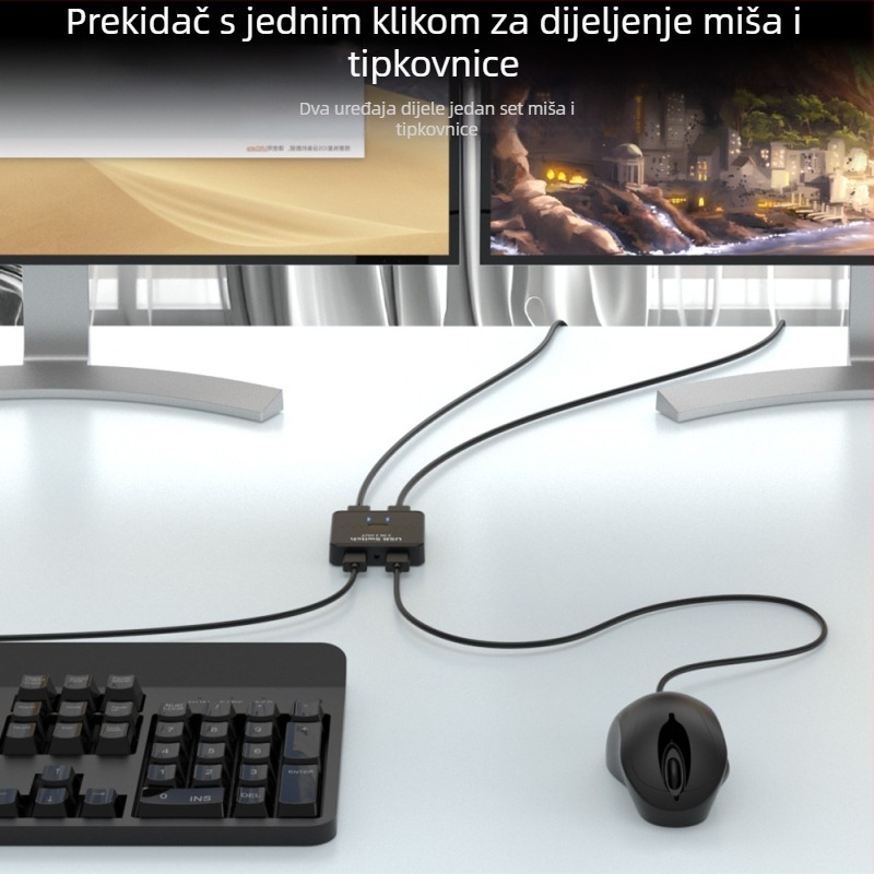 USB prekidač 2 na 2 za tipkovnicu, miš i USB uređaje, USB 2.0, kompatibilan s Windowsom