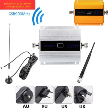 GSM900 pojačalo signala za 2G/3G/4G – frekvencijski opseg 890–915/935–960 MHz, pokrivenost 100–200 Ping, ugrađeni firewall
