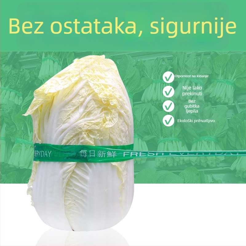 Pojas za pakiranje povrća i voća s dnevnim tiskanim oznakama, BOPP film, UV-otporna konstrukcija, ljepilo osjetljivo na pritisak, debljina 50 μm