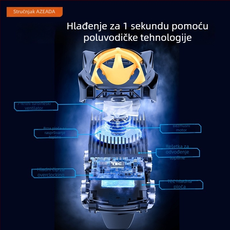 Hlađiva za telefon s poluvodičkim hlađenjem, magnetska kopča, model AZ-X03, 10W, Type-C priključak