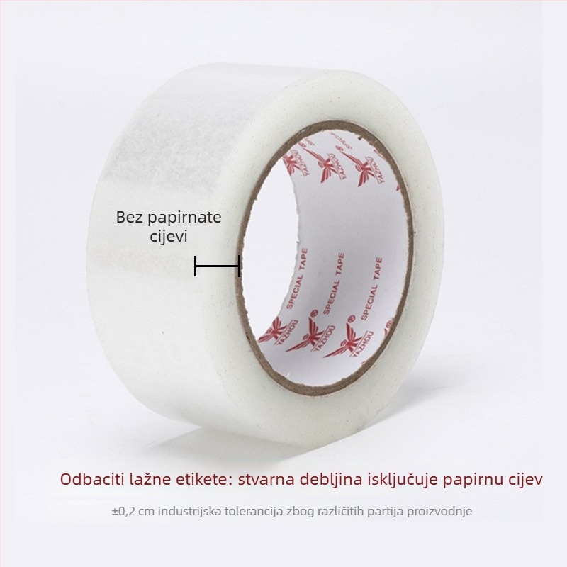 Prozirna pakirajuća traka s BOPP filmom i ljepilom na bazi vode; namijenjena za brtvljenje i pakiranje; temperaturna otpornost -20 do 40 °C; jaka adhezija.