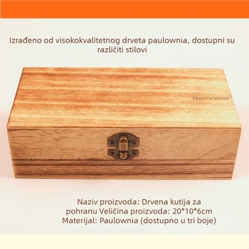 Drvena kutija za nakit s cloisonné filigranskom emajl bazom — paulovnija drvo, Jinglangcai