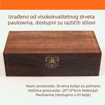 Drvena kutija za nakit s cloisonné filigranskom emajl bazom — paulovnija drvo, Jinglangcai