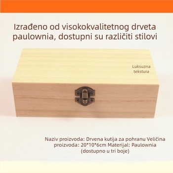 Drvena kutija za nakit s cloisonné filigranskom emajl bazom — paulovnija drvo, Jinglangcai