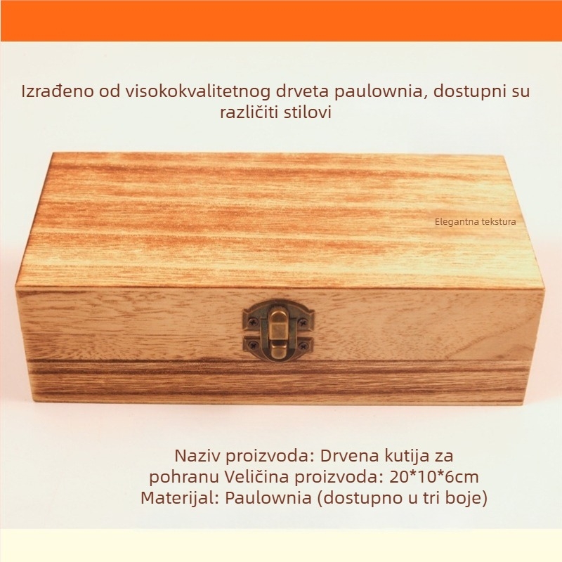 Drvena kutija za nakit s cloisonné filigranskom emajl bazom — paulovnija drvo, Jinglangcai