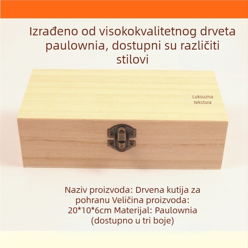 Drvena kutija za nakit s cloisonné filigranskom emajl bazom — paulovnija drvo, Jinglangcai