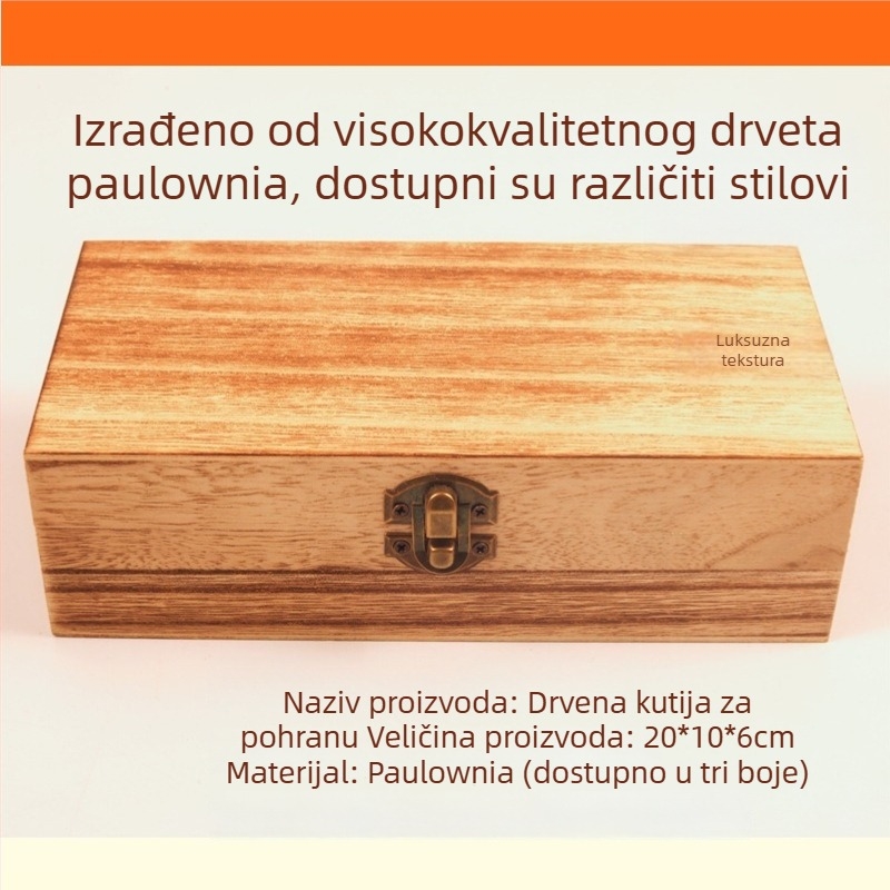 Drvena kutija za nakit s cloisonné filigranskom emajl bazom — paulovnija drvo, Jinglangcai