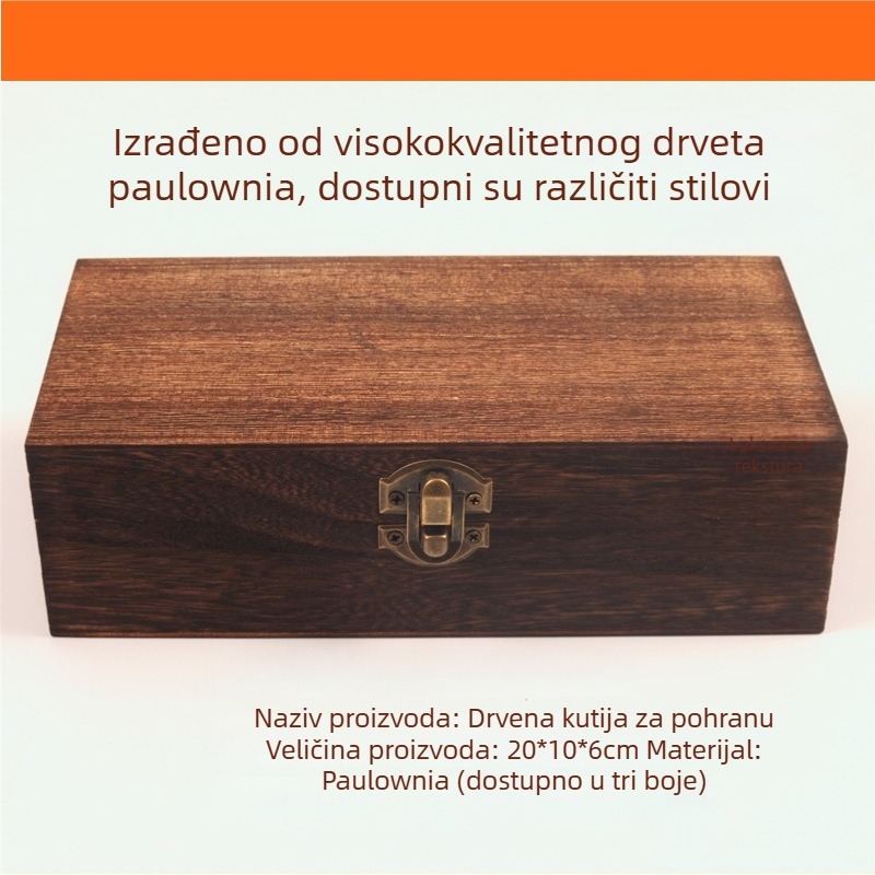 Drvena kutija za nakit s cloisonné filigranskom emajl bazom — paulovnija drvo, Jinglangcai
