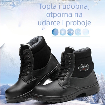 Muške cipele za zaštitu na radu - čelična kapica, zaštita od udara i probijanja, tople zimske cipele, visoki gornji dio, mikrovlakna koža + platno