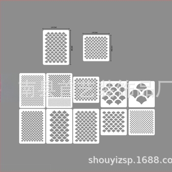 Set od 3 šablona za ljuske sirene, PET, ručno izrađeno, modern minimalistički stil