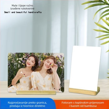 Sublimacijski aluminijski okvir za fotografije, minimalistički ispis, horizontalna i vertikalna orijentacija, stolni stalak s bazom od bambusa