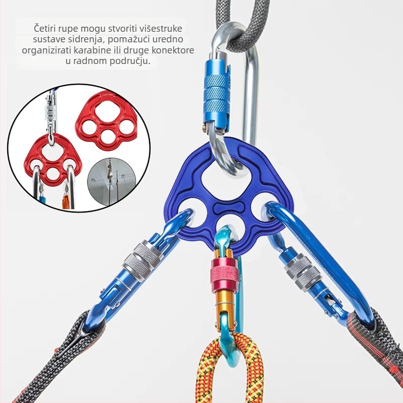 Četverootvorna ploča snage za spuštanje za penjanje – YC1254, aluminijska legura 7075, 100 kom./kutija, Yao Chuang