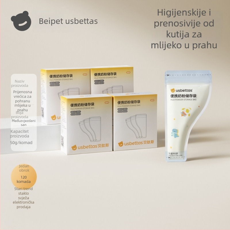 Beptides Prijenosne jednokratne vrećice za mlijeko u prahu – putne vrećice za čuvanje mlijeka u prahu, prehrambena kvaliteta