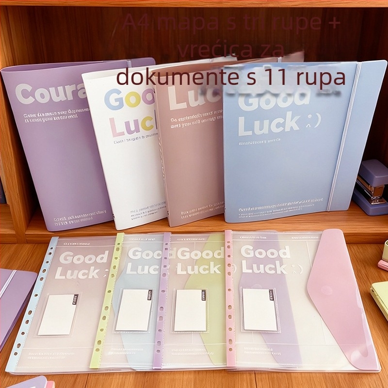 IDEALINK PP registrator s tri otvora za A4, prozirna torbica za dokumente s kaišem
